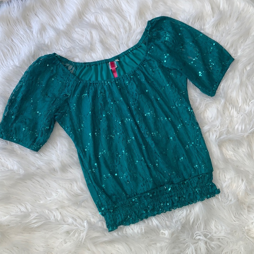 Sequin Peasant Top
